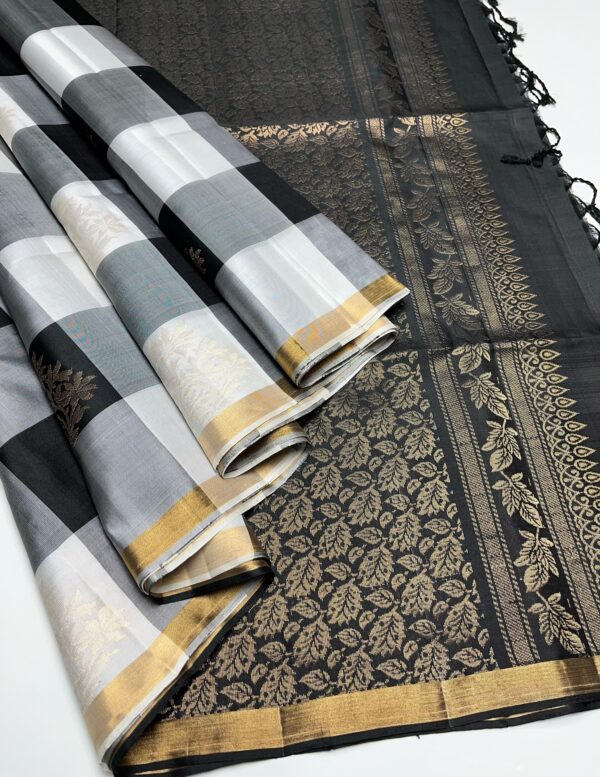 white and black checks saree