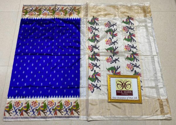 Blue ikkat silk saree