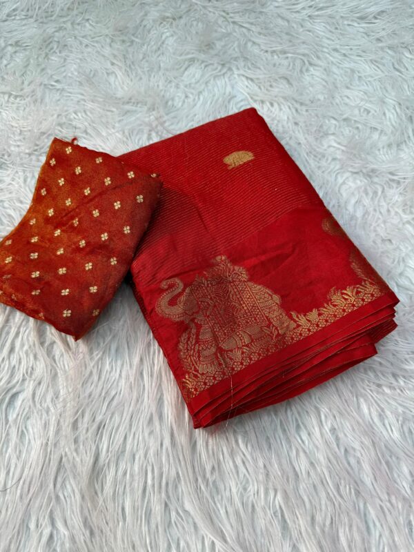 Dola silk saree with beautiful elephant motifs border - Image 3