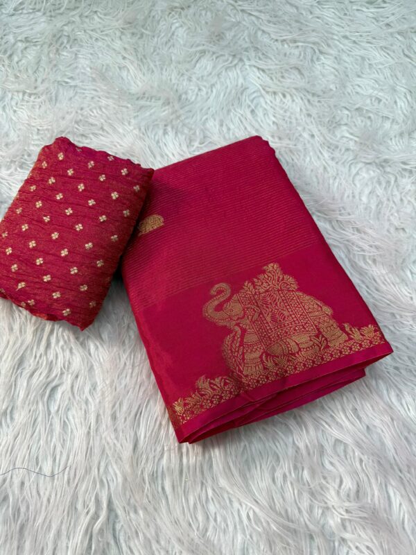 Dola silk saree with beautiful elephant motifs border - Image 2