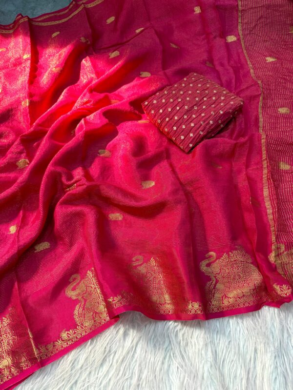 Dola silk saree with beautiful elephant motifs border - Image 7