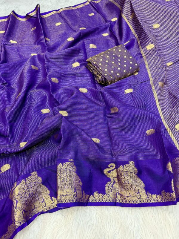 Dola silk saree with beautiful elephant motifs border - Image 6