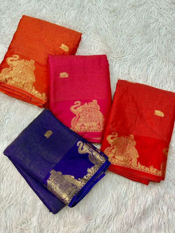 Dola silk saree with beautiful elephant motifs border