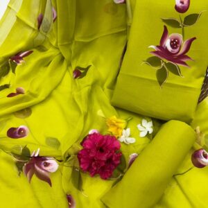 Hand painted cotton dress material