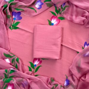 Hand painted pure cotton dress material