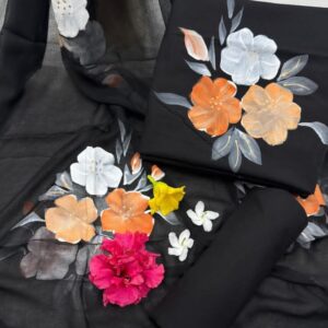 Hand painted pure cotton dress material