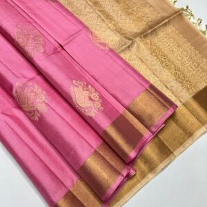 Exclusive  1/2 Vattam Bhutta with Tissue Border Soft Silk Saree