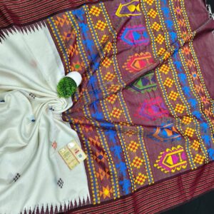 Rawsilk temple border saree