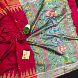 Raw silk temple border saree