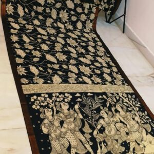 Kalamkari black and white sarees