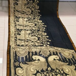 Kalamkari black and white sarees