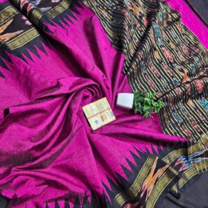 Raw silk with ikkat border saree